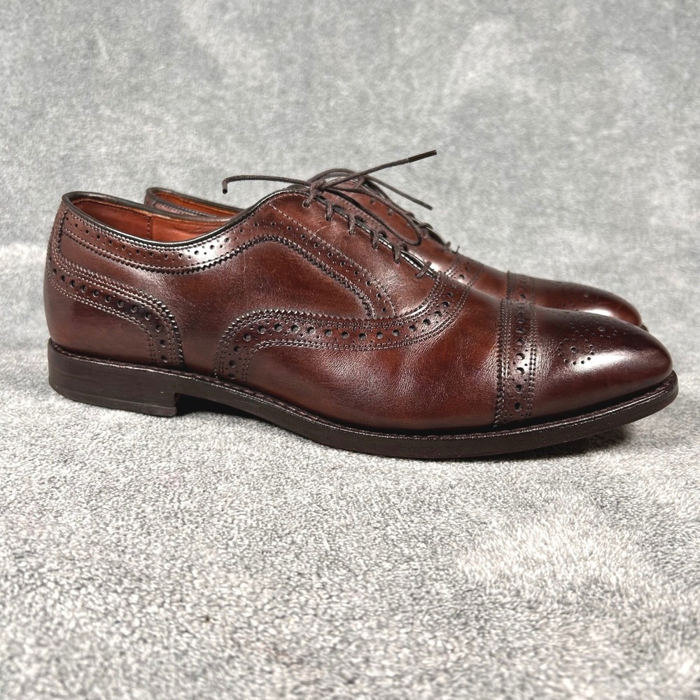Allen Edmonds Strand Oxford Dress Shoes Brown Leather Cap Toe Brogue 10 E 6105